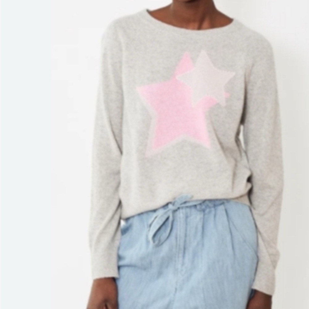 White + Warren Cashmere Intarsia multi Star Sweater - Picture 2 of 8
